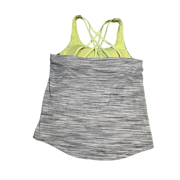 Lululemon Slay The Studio 2-In-1 Tank Women's Size 4 Gray Lime Green‎ Strappy - Picture 6 of 12